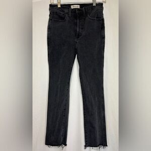 Madewell Stovepipe Skinny Jeans Sz 27 Raw Hem Black Denim